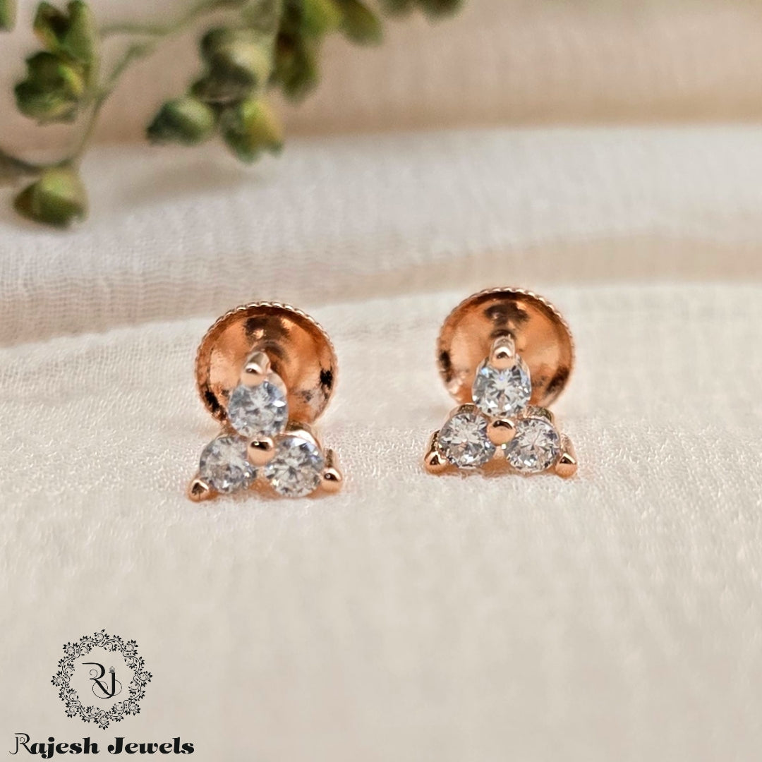 Minimalistic Tristoned Rosegold Earrings