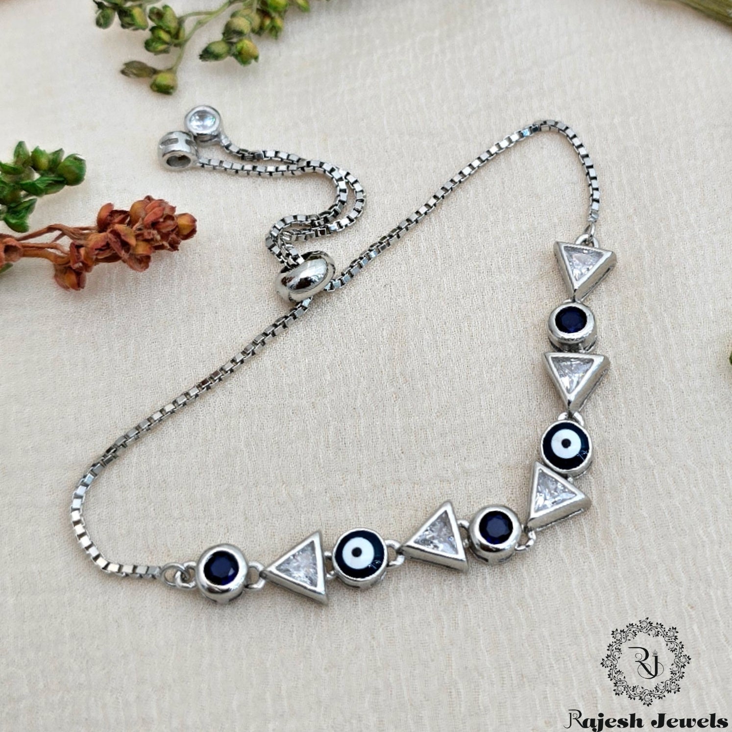 Triangular Evil Eye Adjustable Bracelet