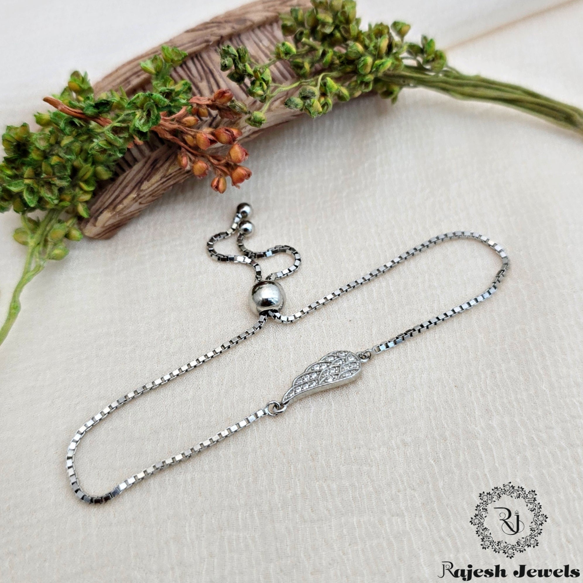 Alluring Leaf Cz Adjustable Bracelet