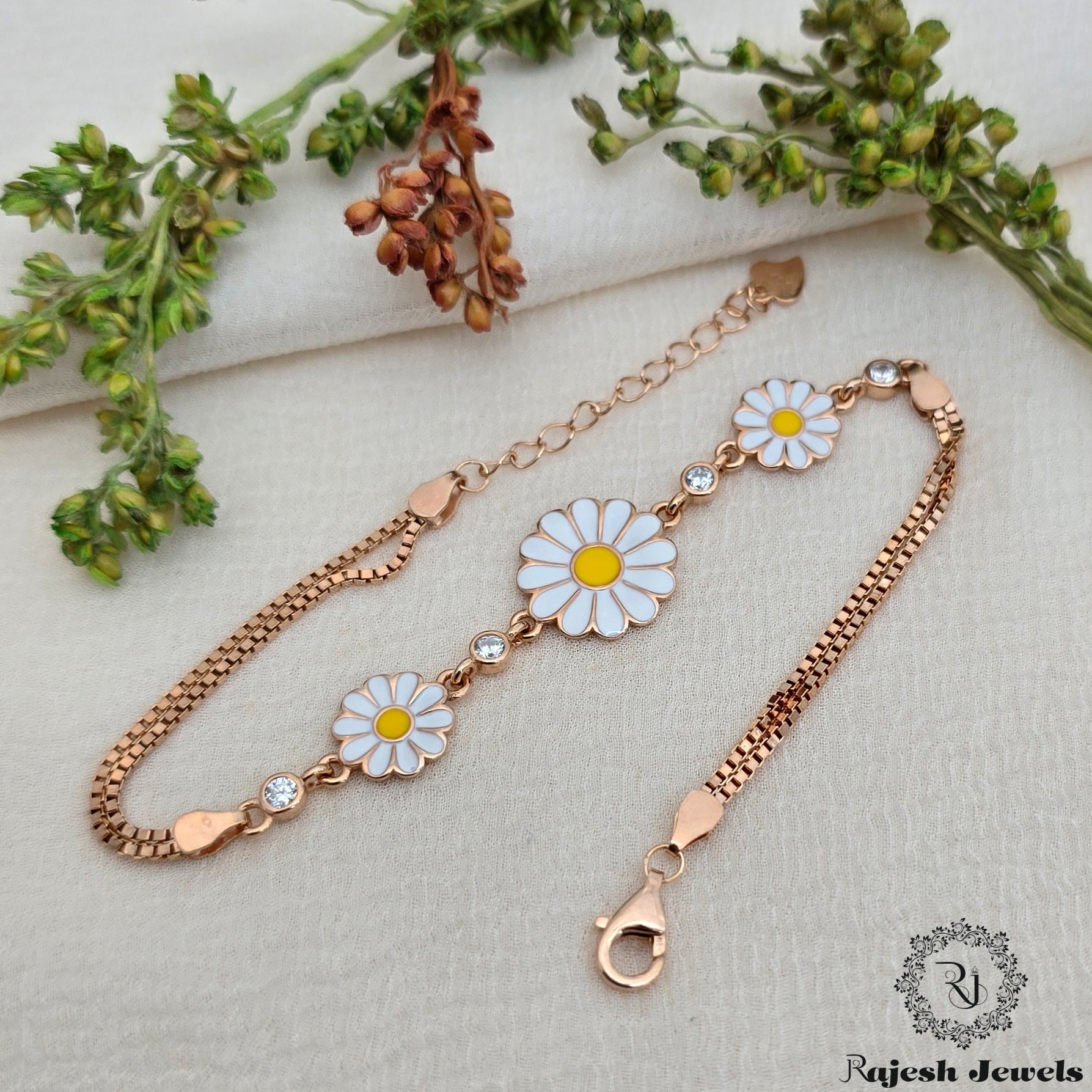 Daisy Rosegold Silver Ladies Bracelet