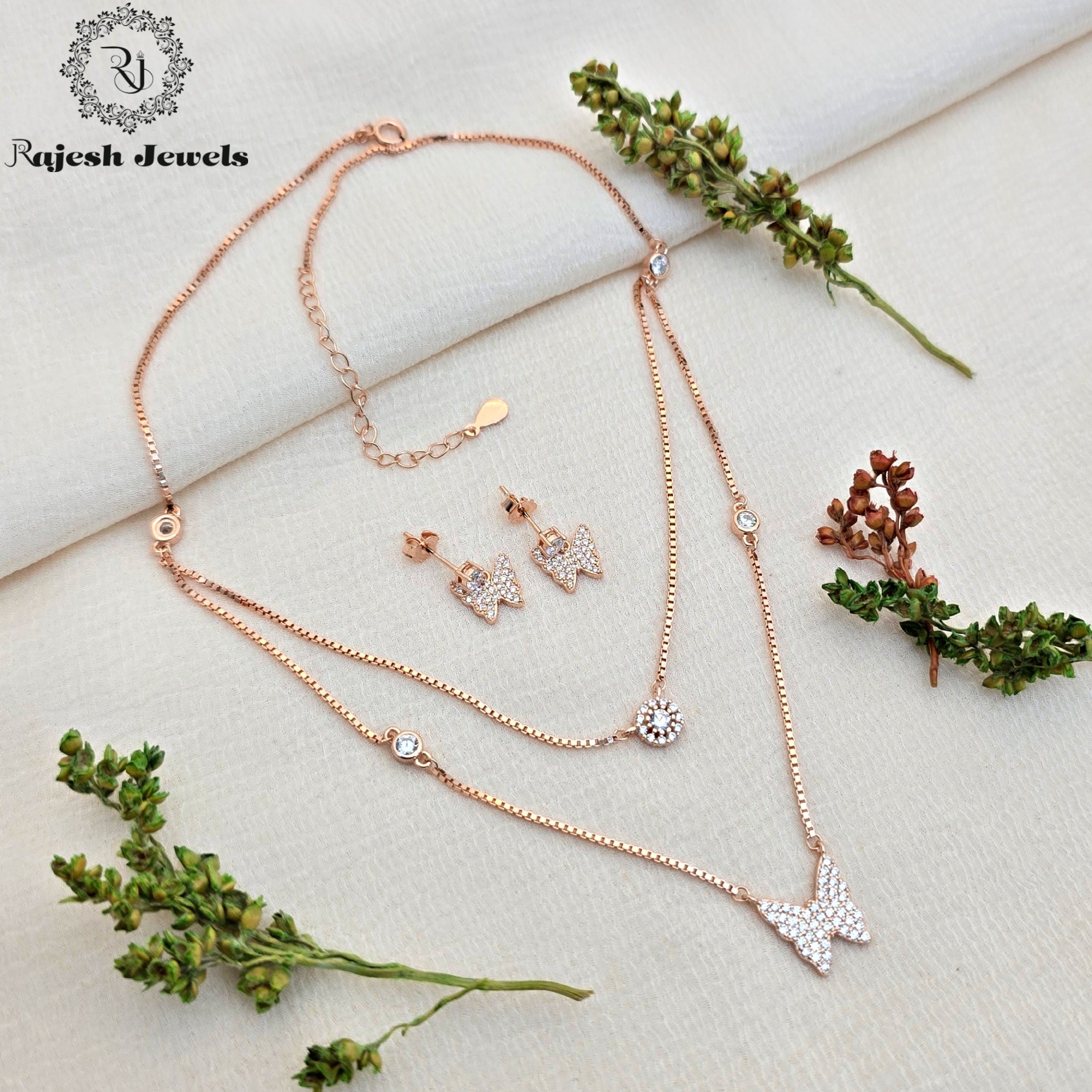 Amazing Butterfly Cz Rosegold Minimalistic Necklace