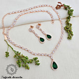Graceful Green Cz Minimalistic Necklace