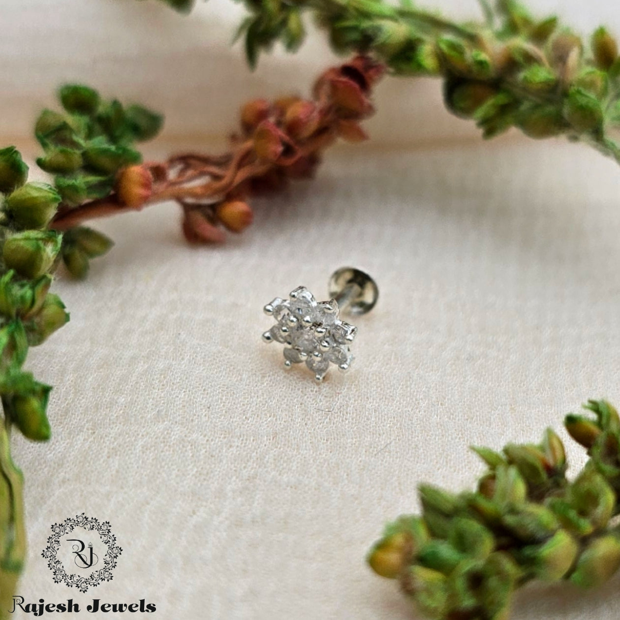 Shimmering Floral South Screw Nosepins