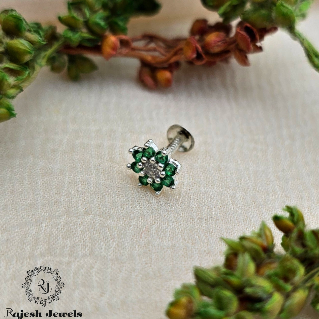 Green Floral South Screw Nosepin