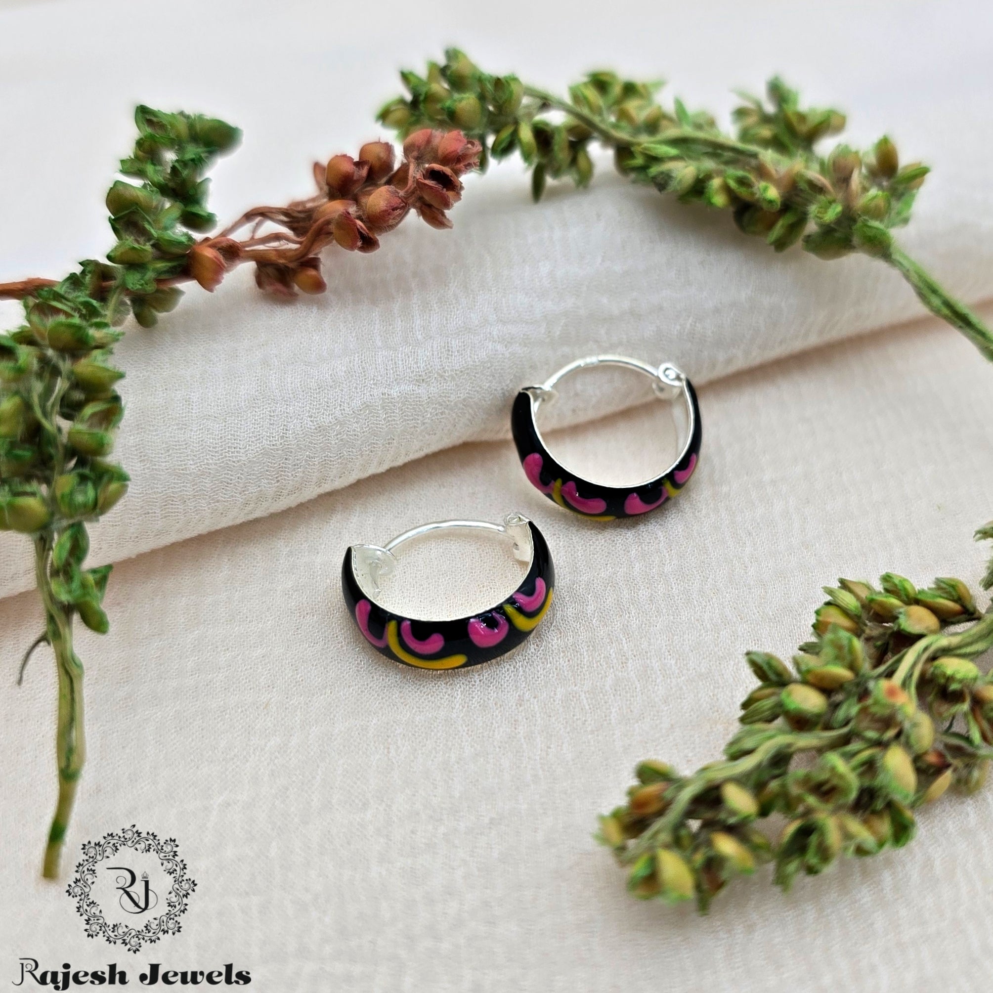 Black Enamel Bali Earrings