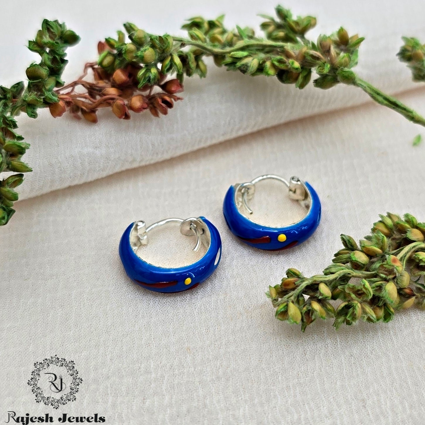 Blue Enamel Bali Earrings