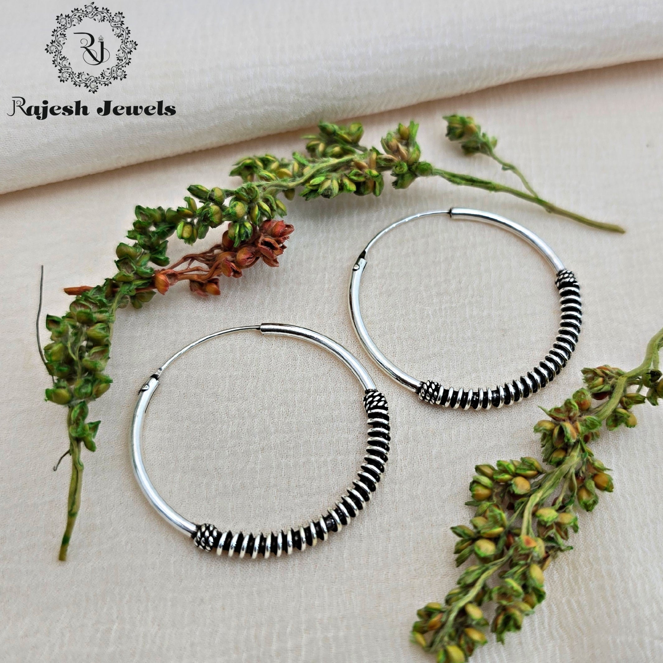 Spiral Oxidised Bali Earrings