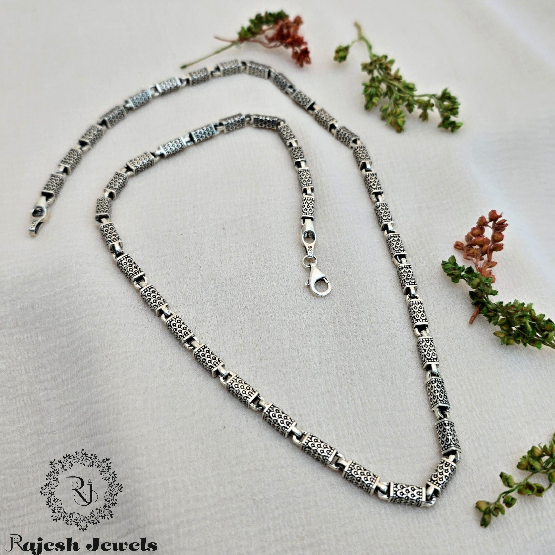 Hand crafted Silver Oxidised Men's Neckchain