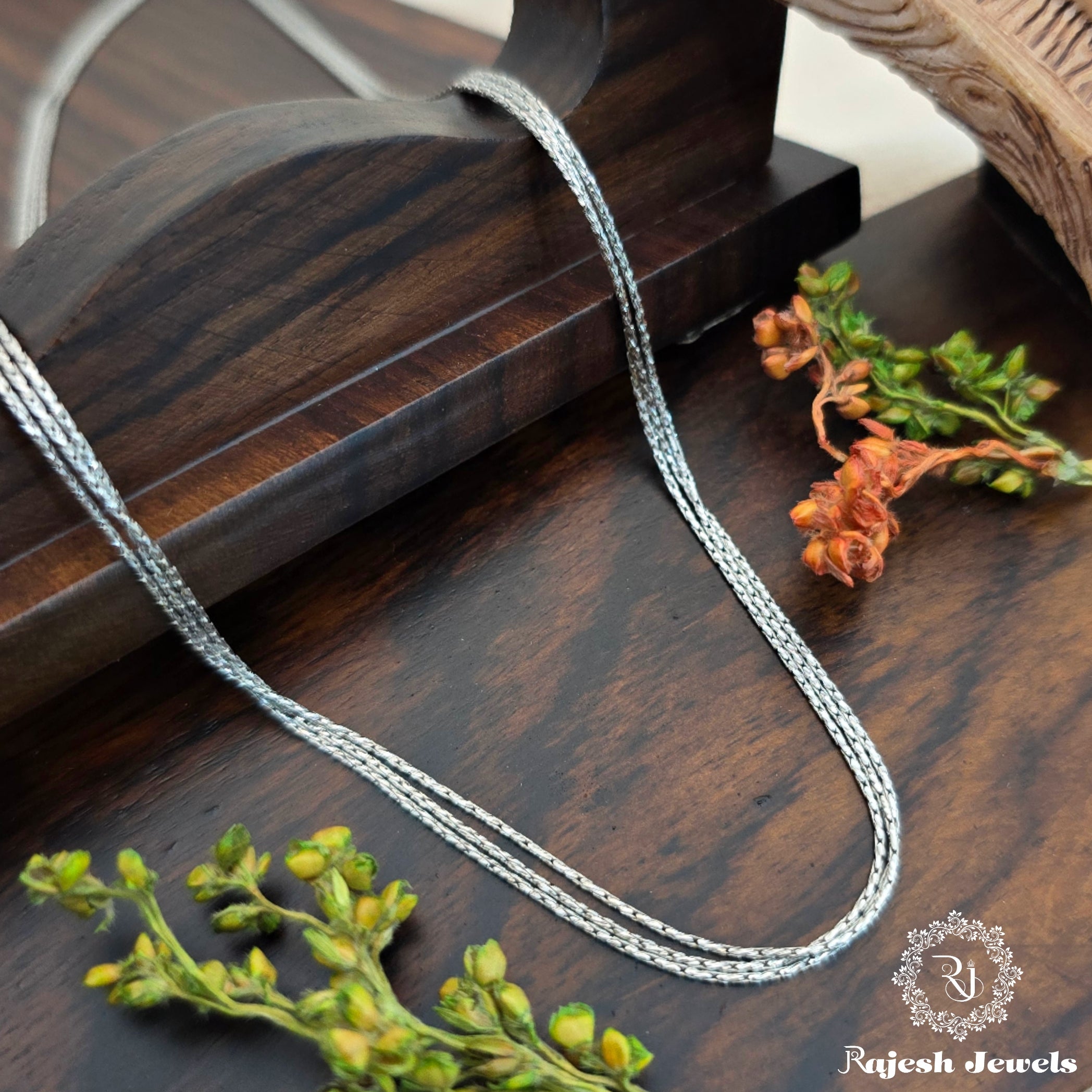 Three Layered Rhodium Silver Neckchain