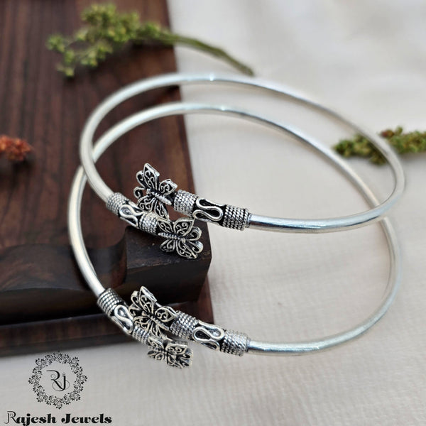 Butterfly Oxidised Silver Ankle Kada