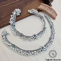 Mesmerizing Ghungroo Cutstone Anklet ( Soundless )