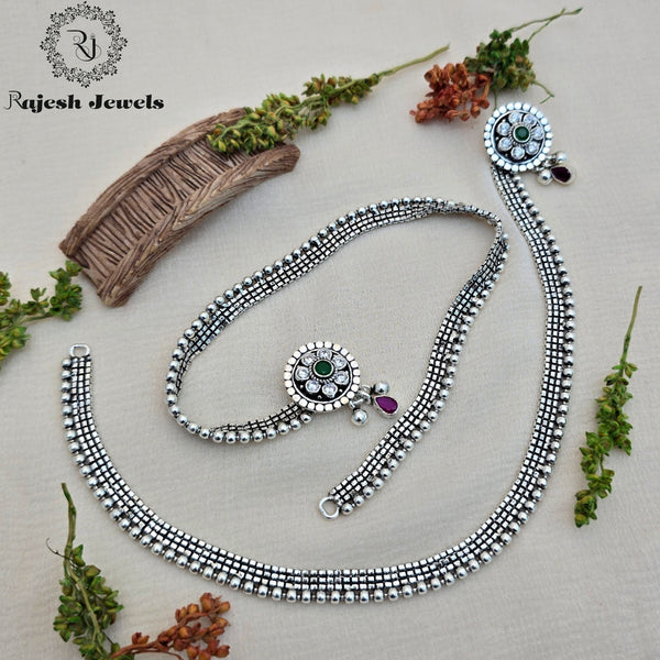 Graceful 925 Silver Oxidised Anklet