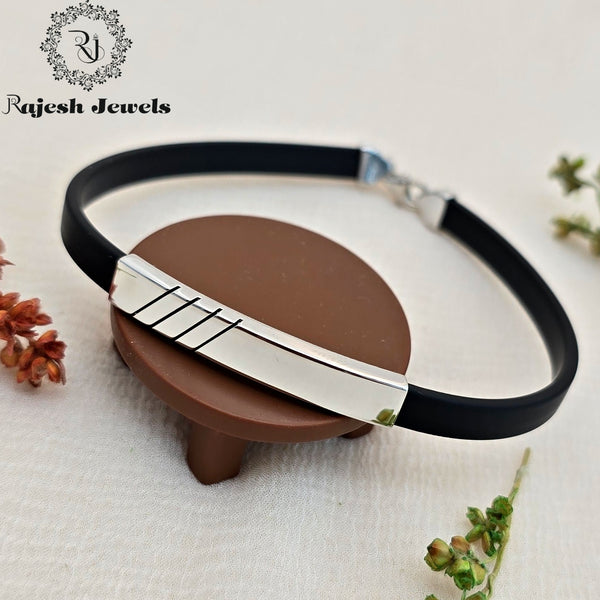 Stunning Black Silicon Silver Bracelet