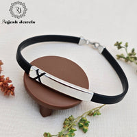 Flamboyant Black Silicon Silver Bracelet