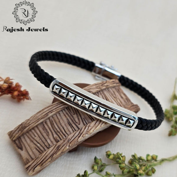 Engaging Black Silicon Silver Bracelet