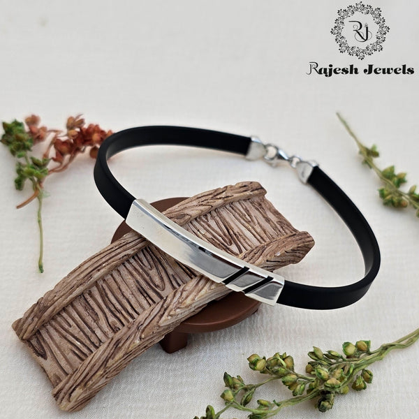 Glorified Black Silicon Silver Bracelet