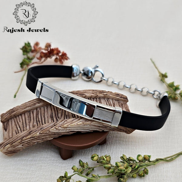 Radiant Black Silicon Silver Bracelet