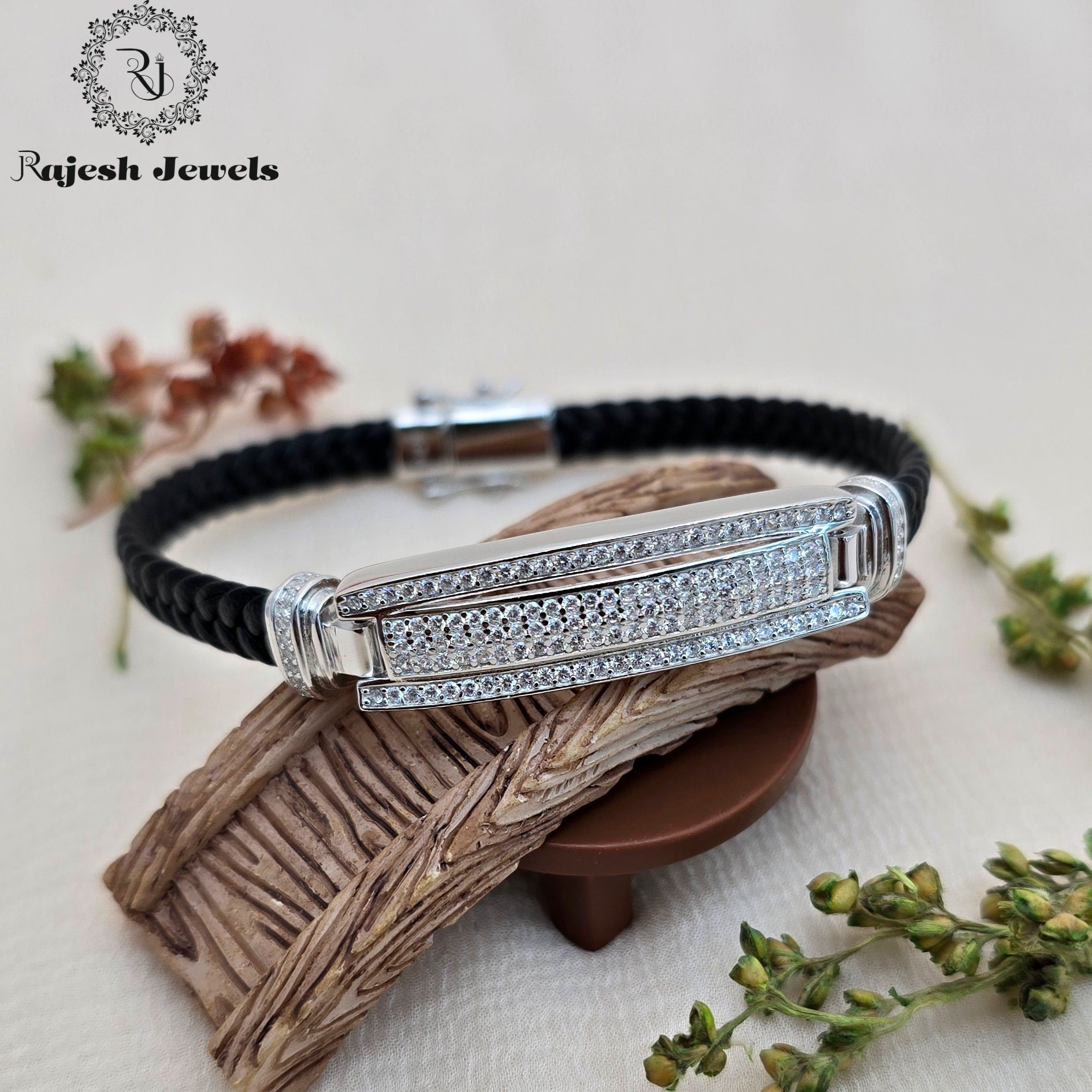 Amazing Cz Silicon Silver Bracelet