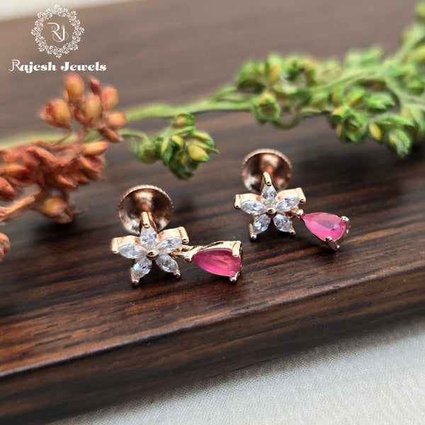 Pleasing Floral Cz South Screw Earrings