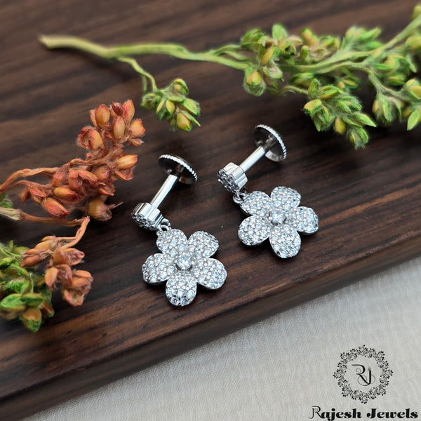 Mesmerizing Floral Cz South Screw Earrings