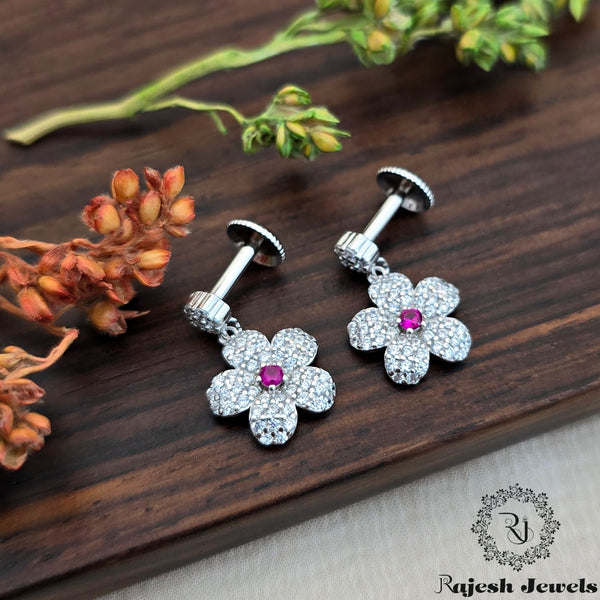 Adorable Floral Cz South Screw Earrings