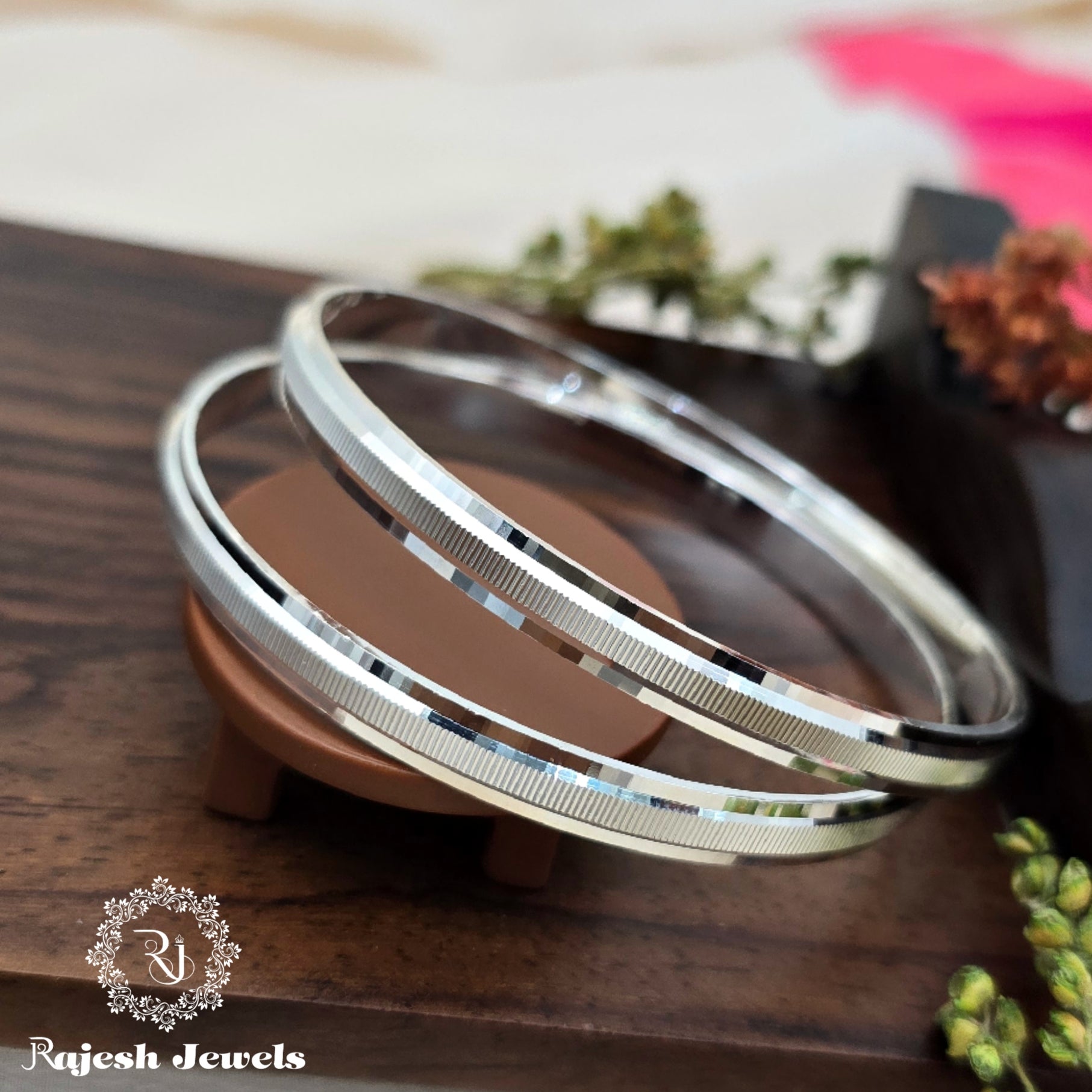Flashing 925 Silver Plain Bangles