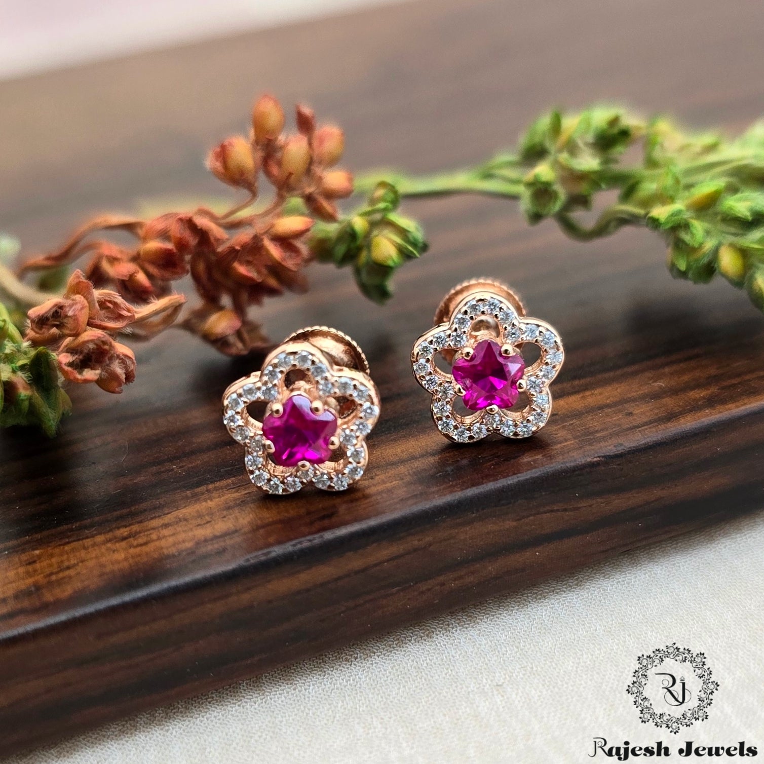 Appealing Cz Rosegold South Screw Stud