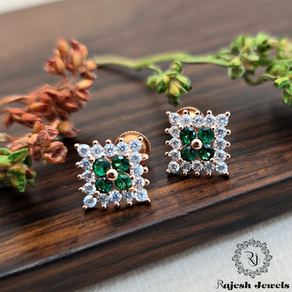Sparkling Green Cz Rosegold South Screw Stud