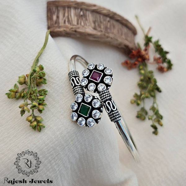 Incredible Cutstone Floral Silver Hand Kada