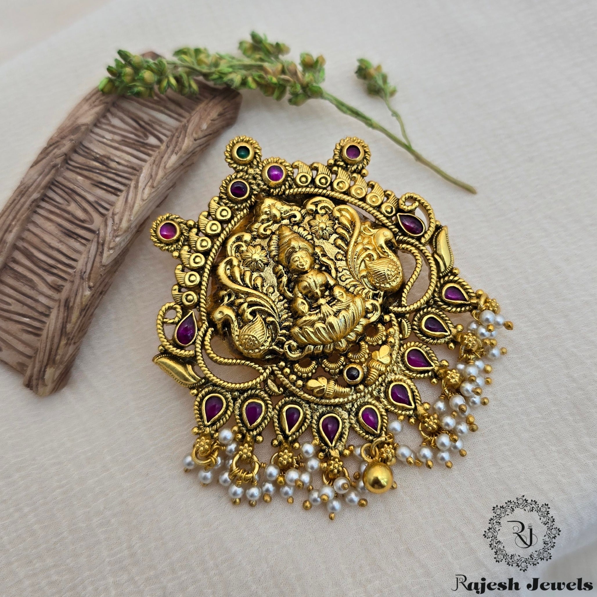 Dhana Lakshmi Silver Gold Plated Pendant