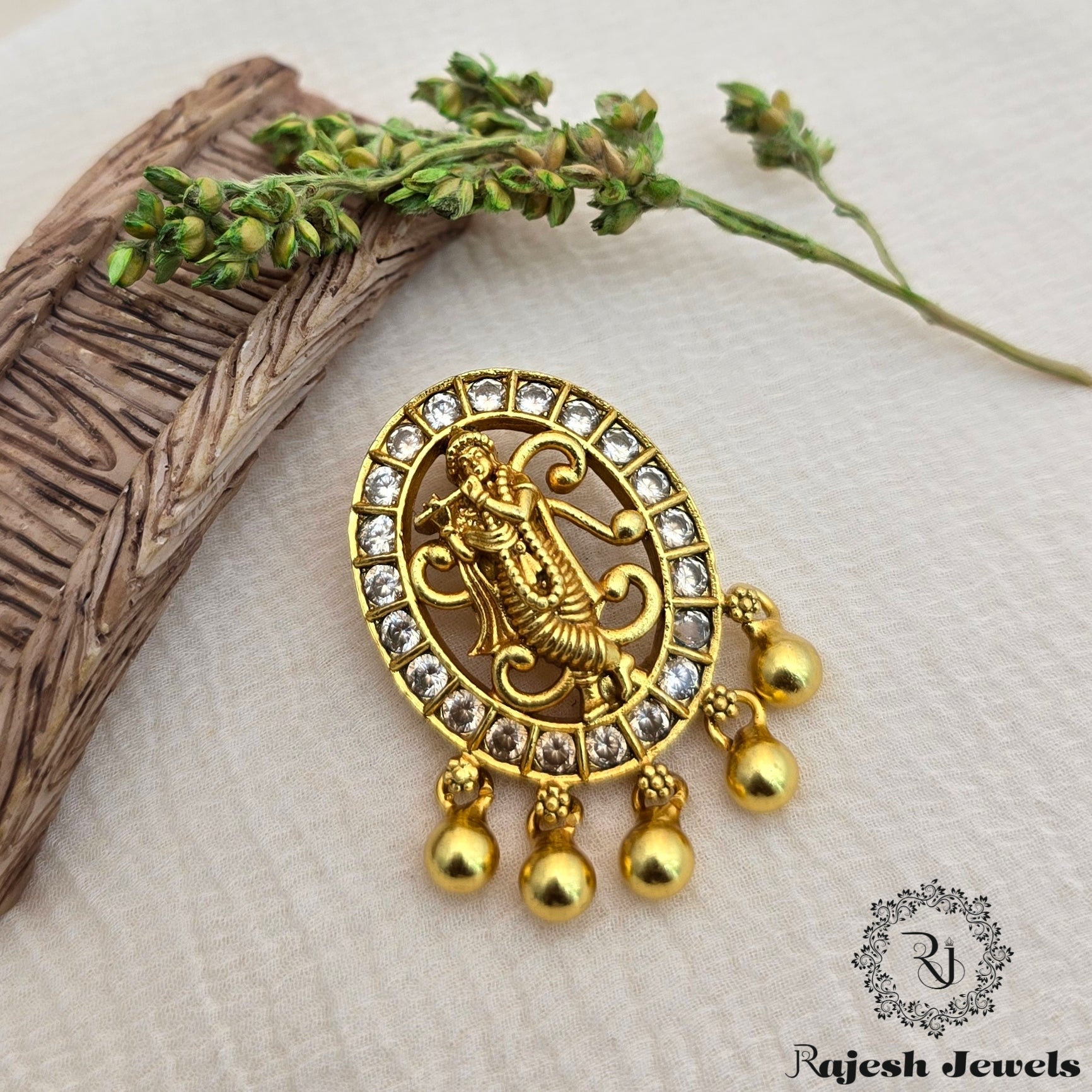 Sri Gopal Krishna Silver Gold Plated Pendant