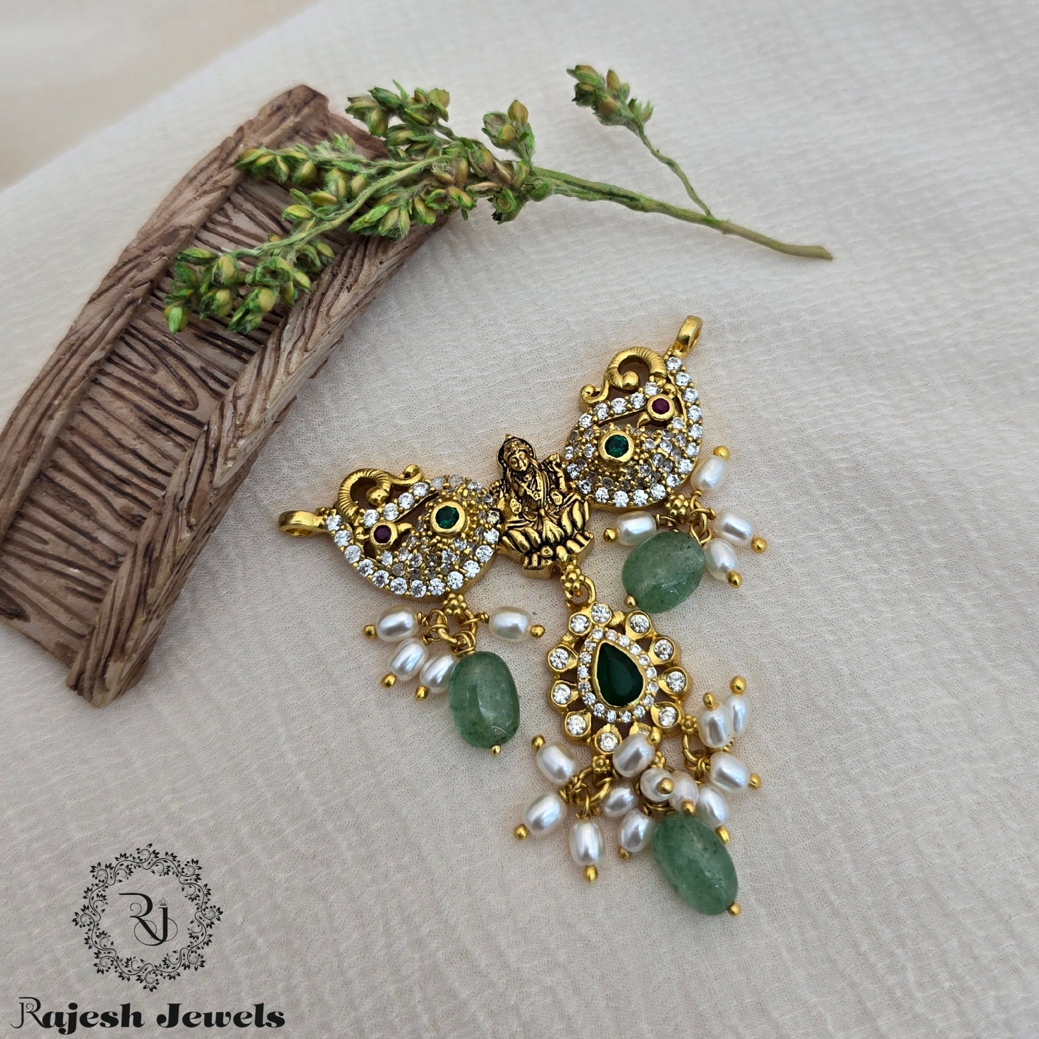 Lakshmi Cz Silver Gold Plated Pendant