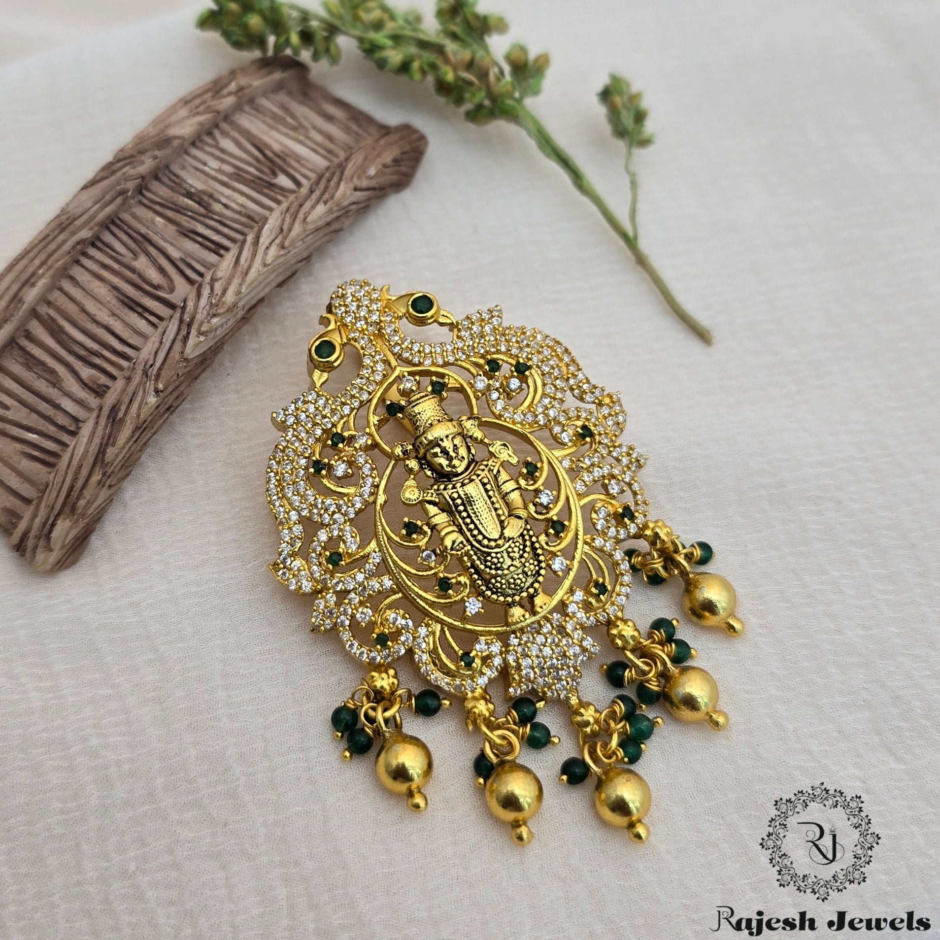 Charming Srinivasa Cz Silver Gold Plated Pendant