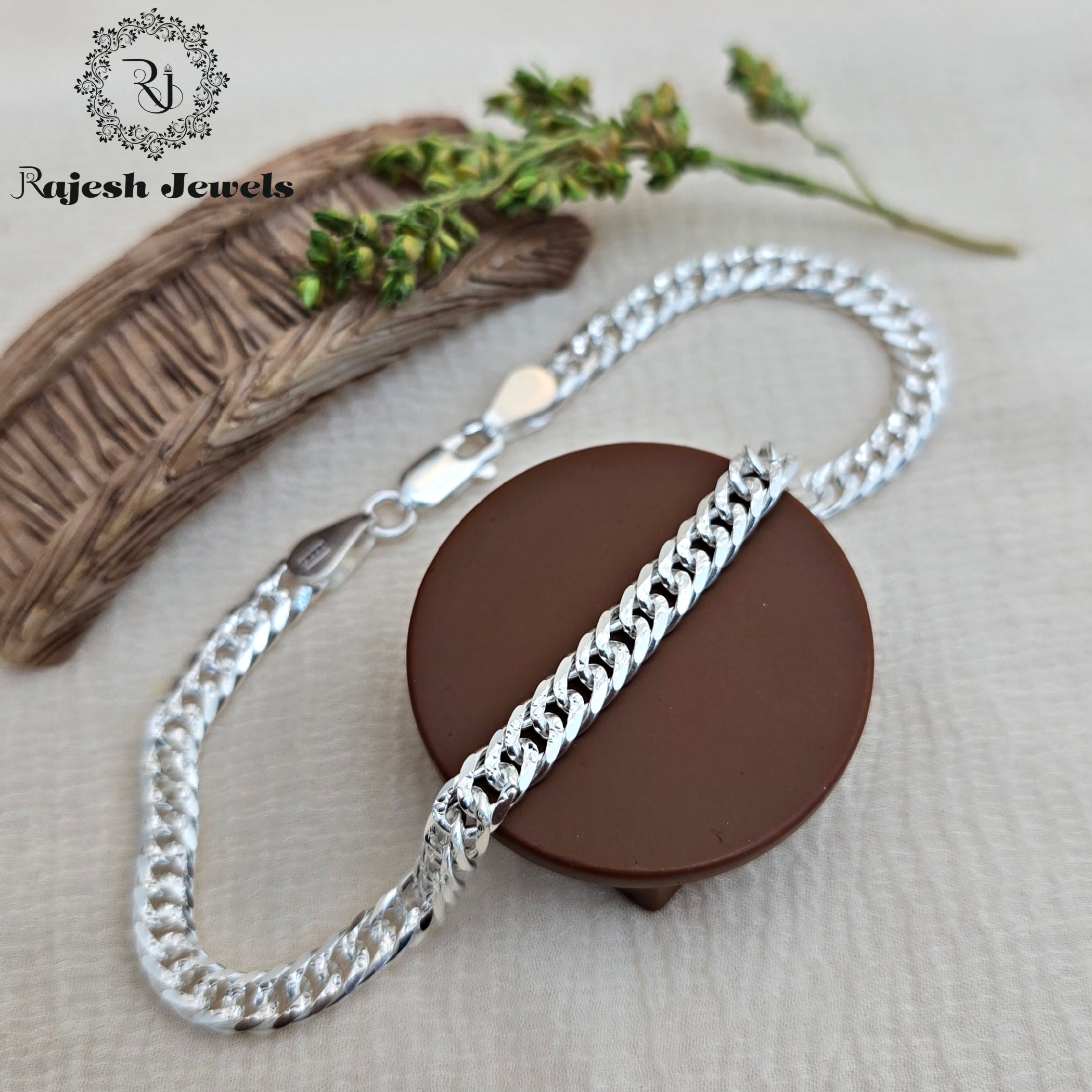 Sleek Curb Sterling Silver Men's Bracelet