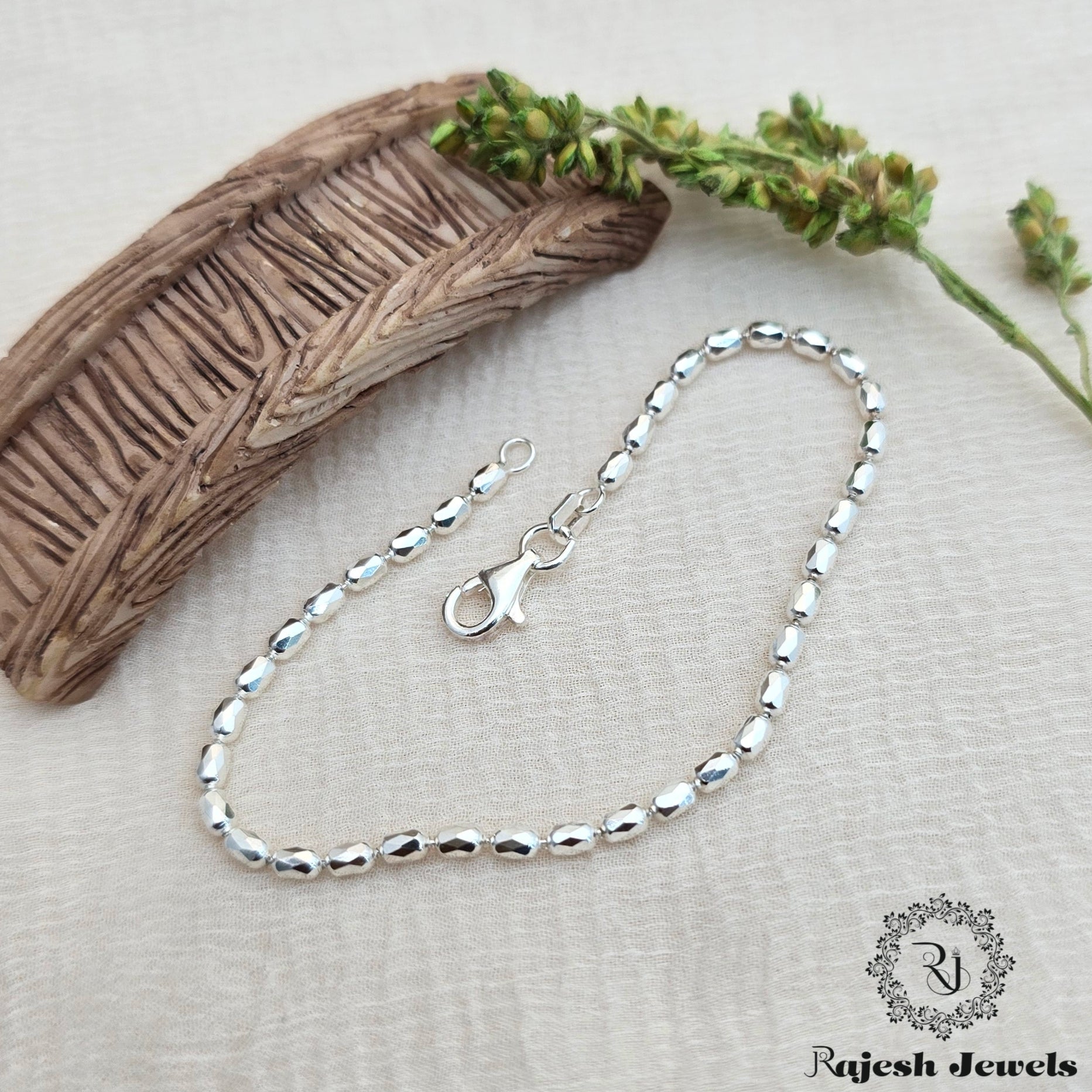 Beaded Sterling Silver Ladies Bracelet
