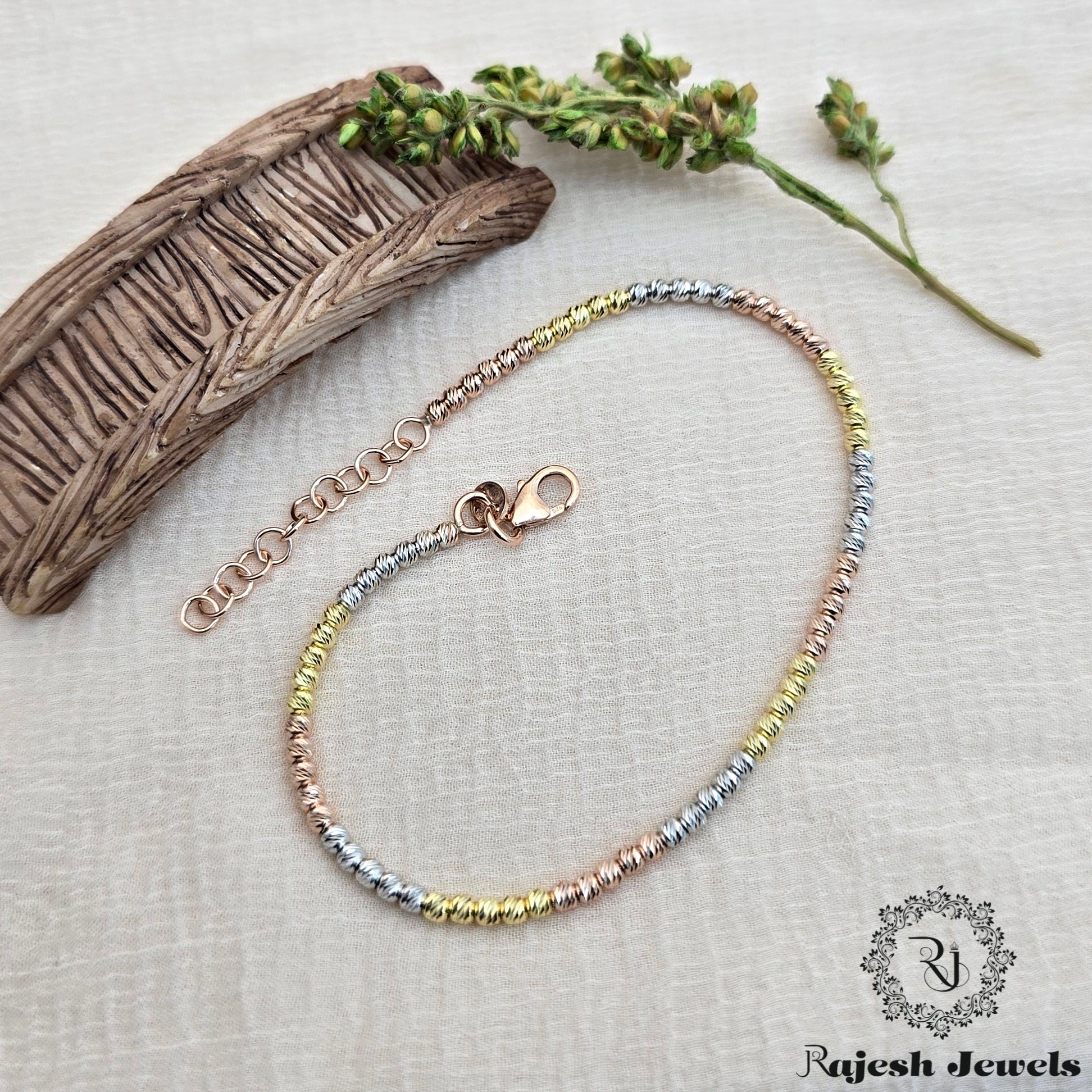 Charming Triple-Tone Silver Ladies Bracelet