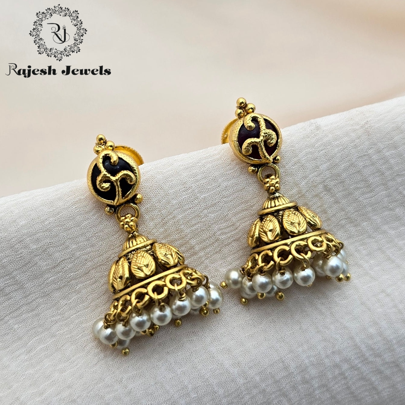 Elegant South Screw Silver Gold Polished Jhumka
