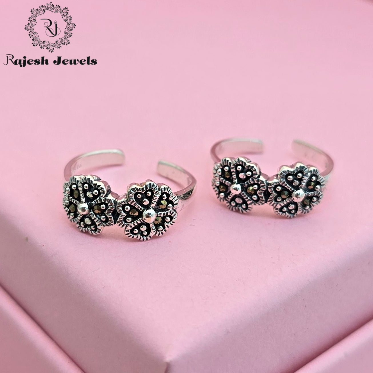 Dual Floral Marcasite Toering