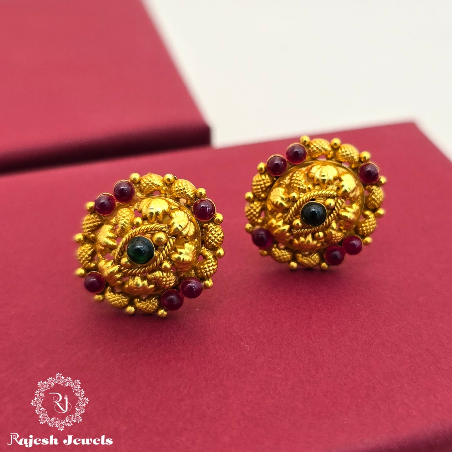 Red Green Silver Gold Plated Earrings