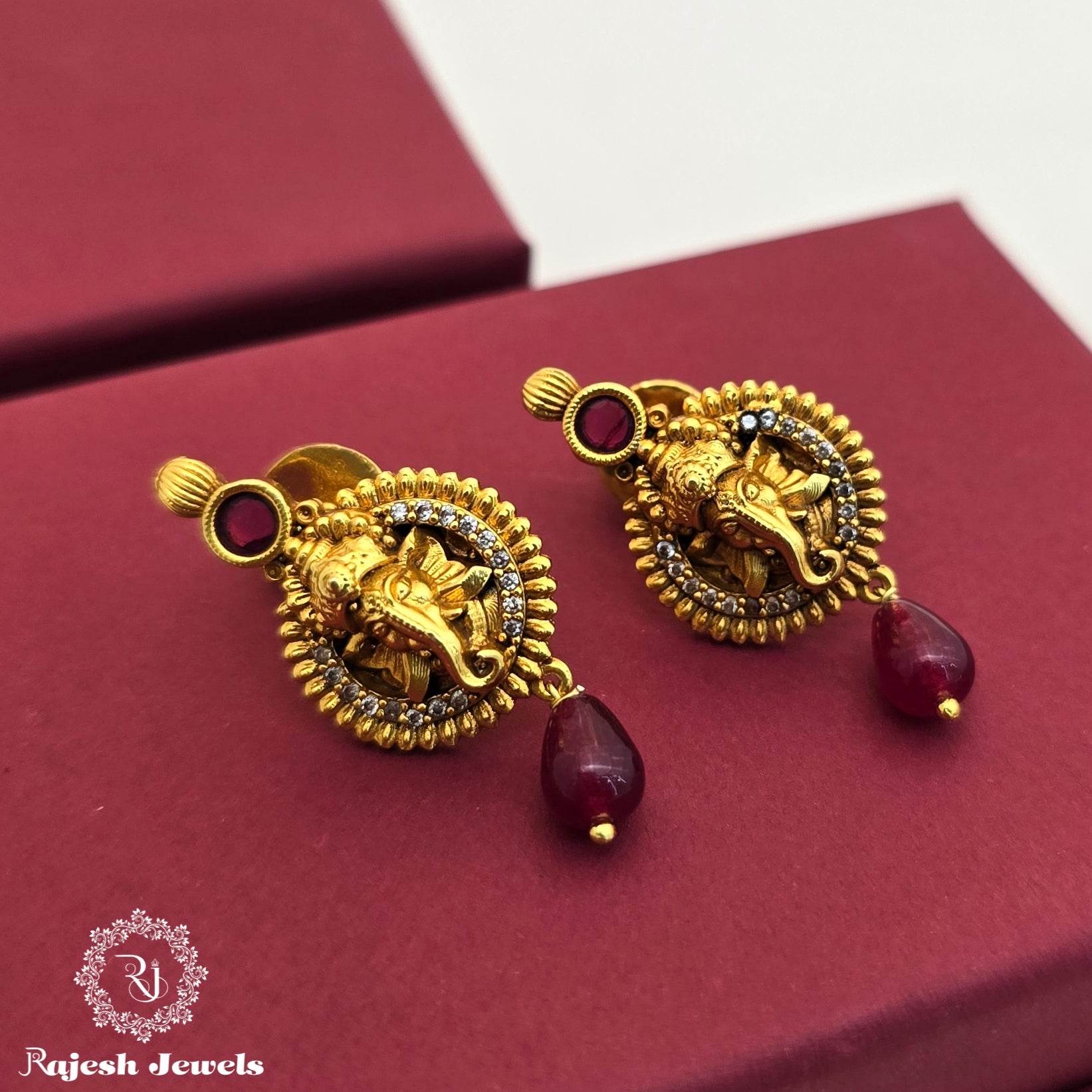 Dazzling Ganesha Silver Gold Plated Earrings
