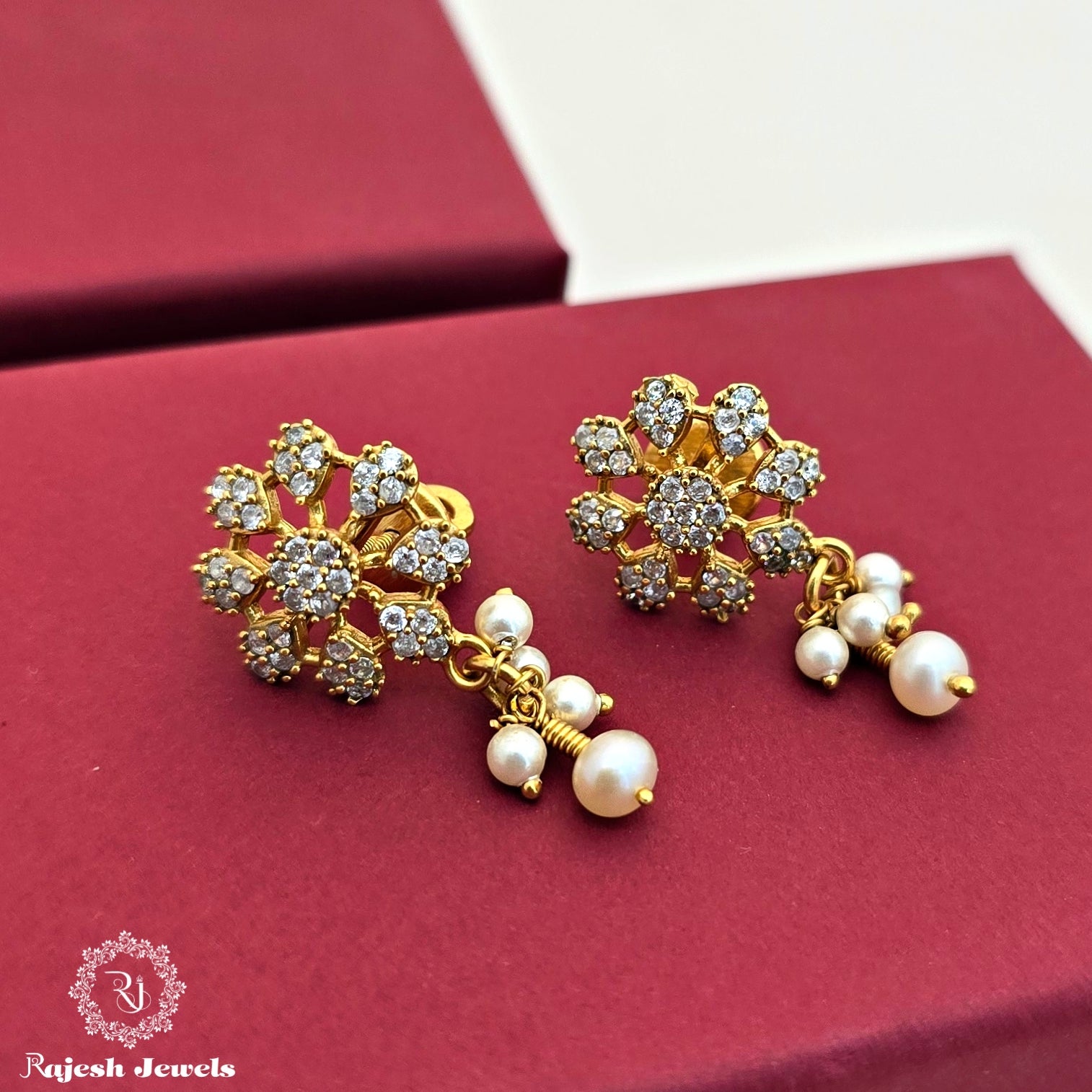 Classy Cz Silver Gold Plated Earrings