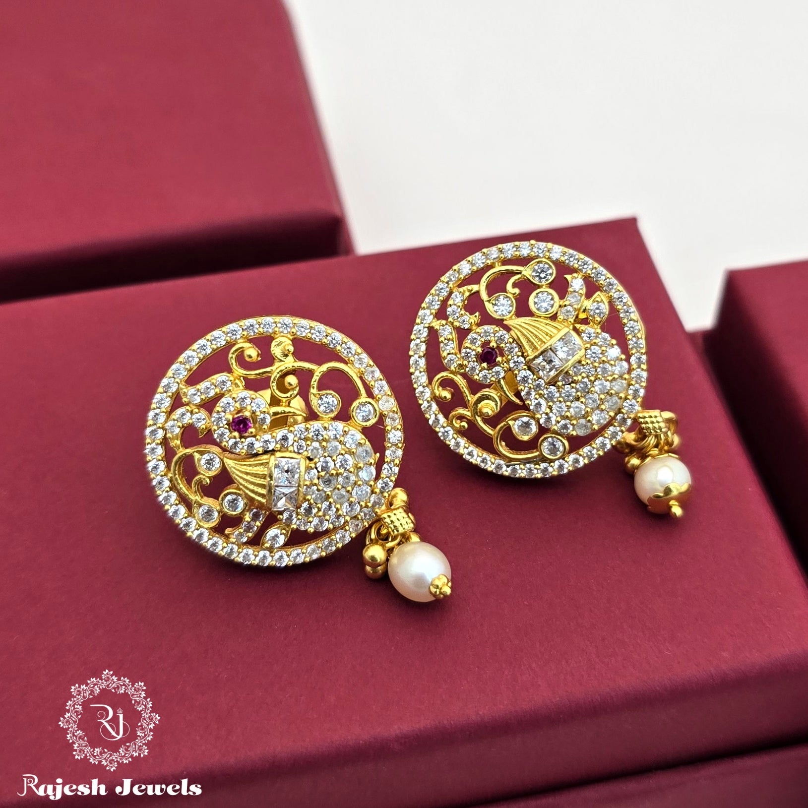 Incredible Cz Silver Gold Plated Earrings