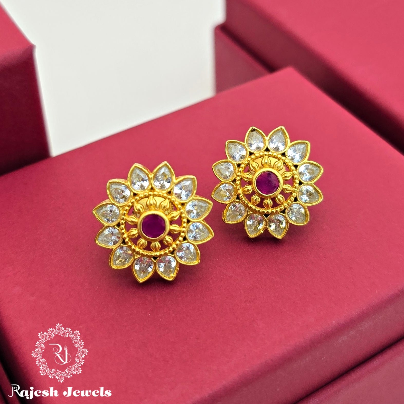 Charming Floral Silver Gold Plated Earrings