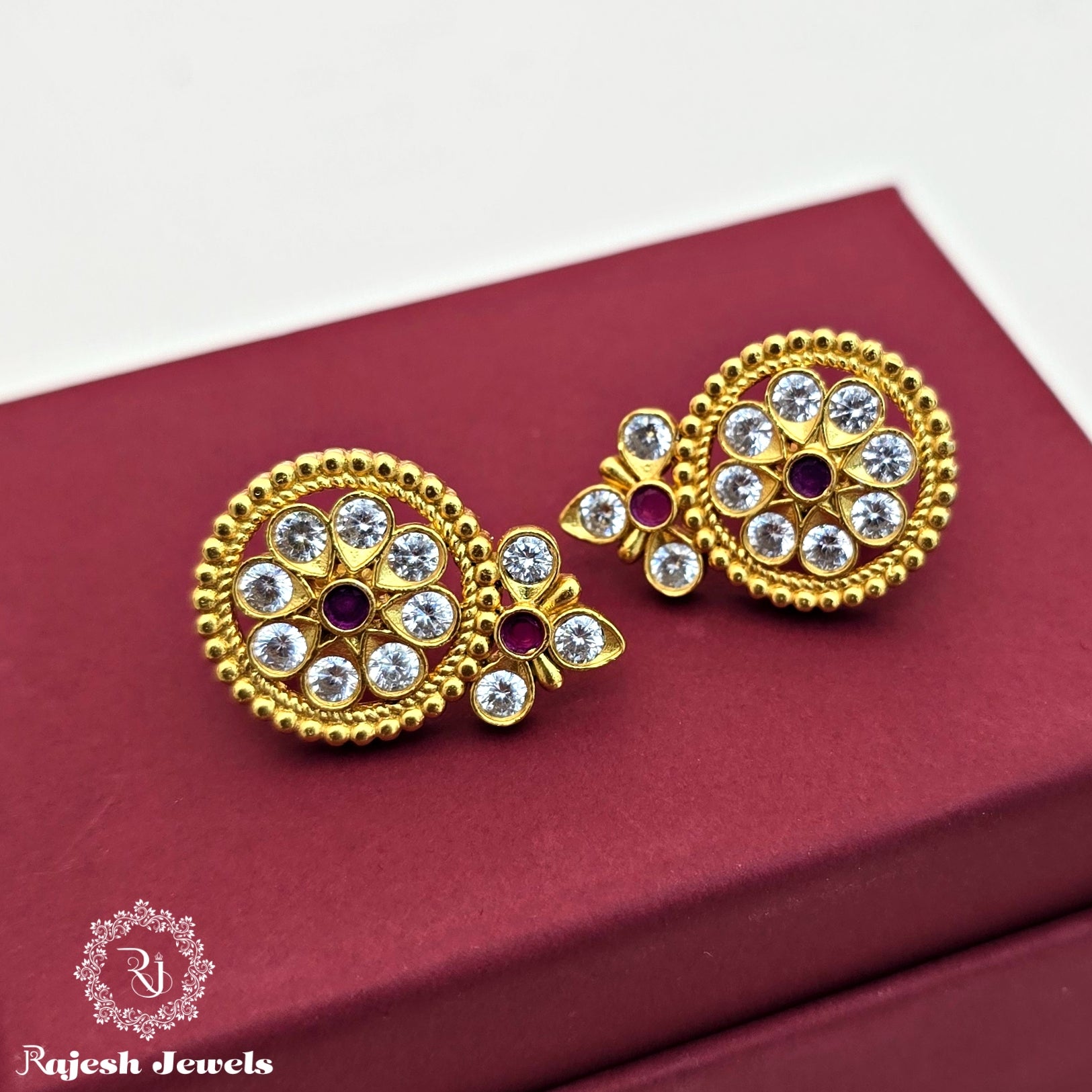 Sparkling Cz Gold Plated Earrings