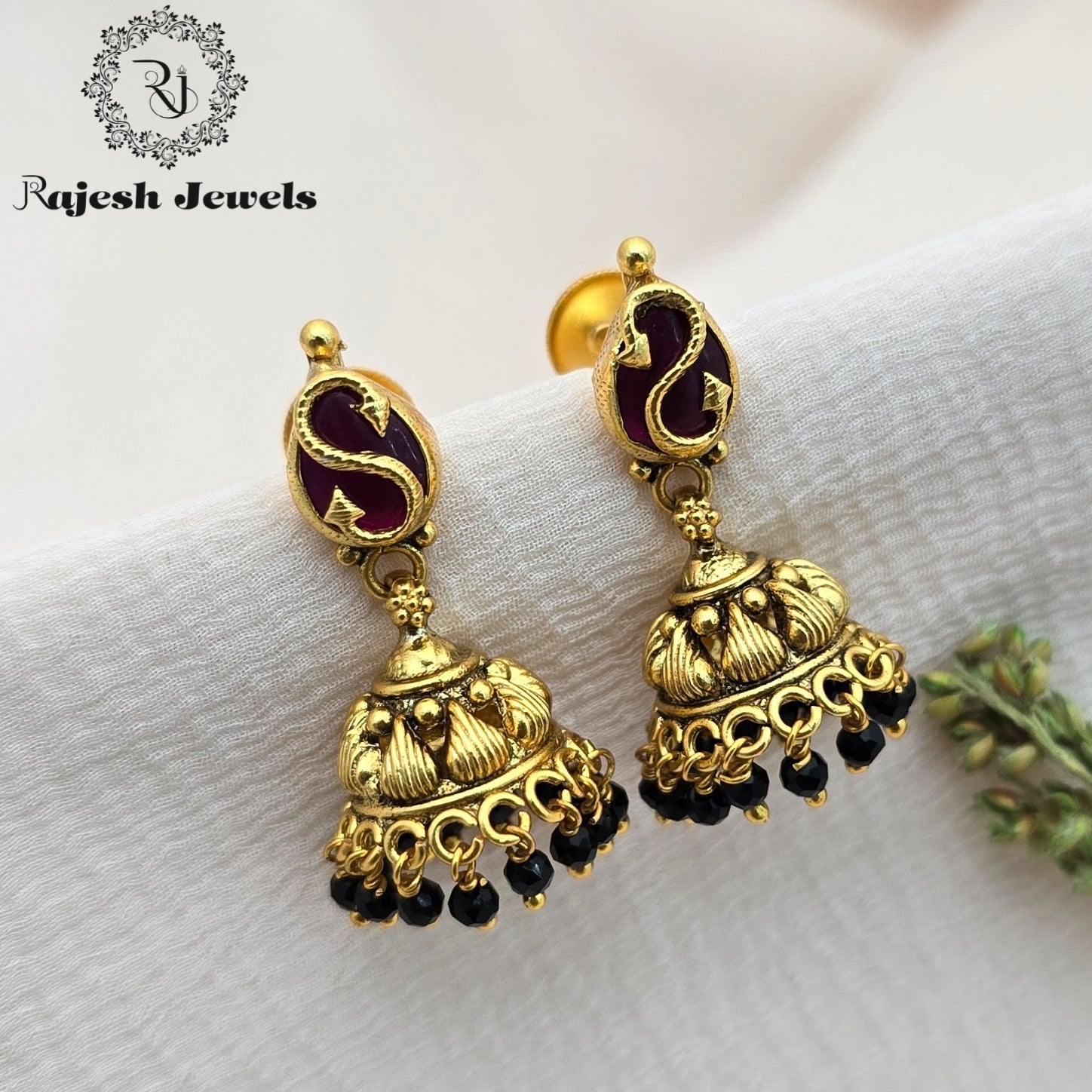 Splendid Silver Gold Plated Jumka Earrings