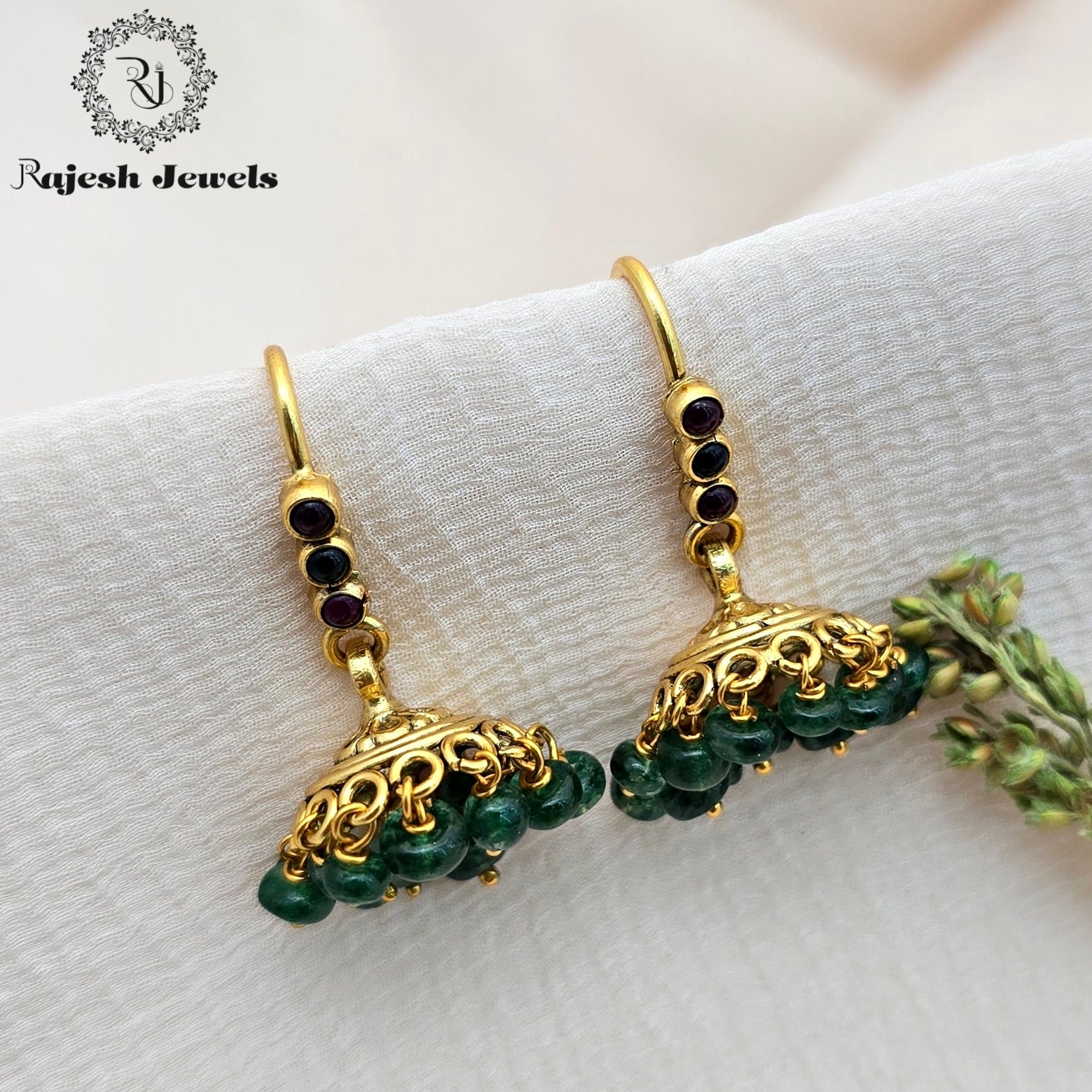 Cheerful Green Beads Hanging Jumka