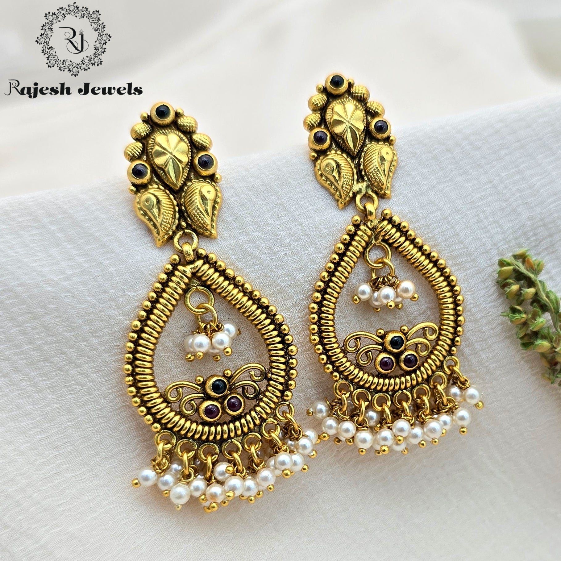 Agile Silver Gold Plated Chandbali Earrings