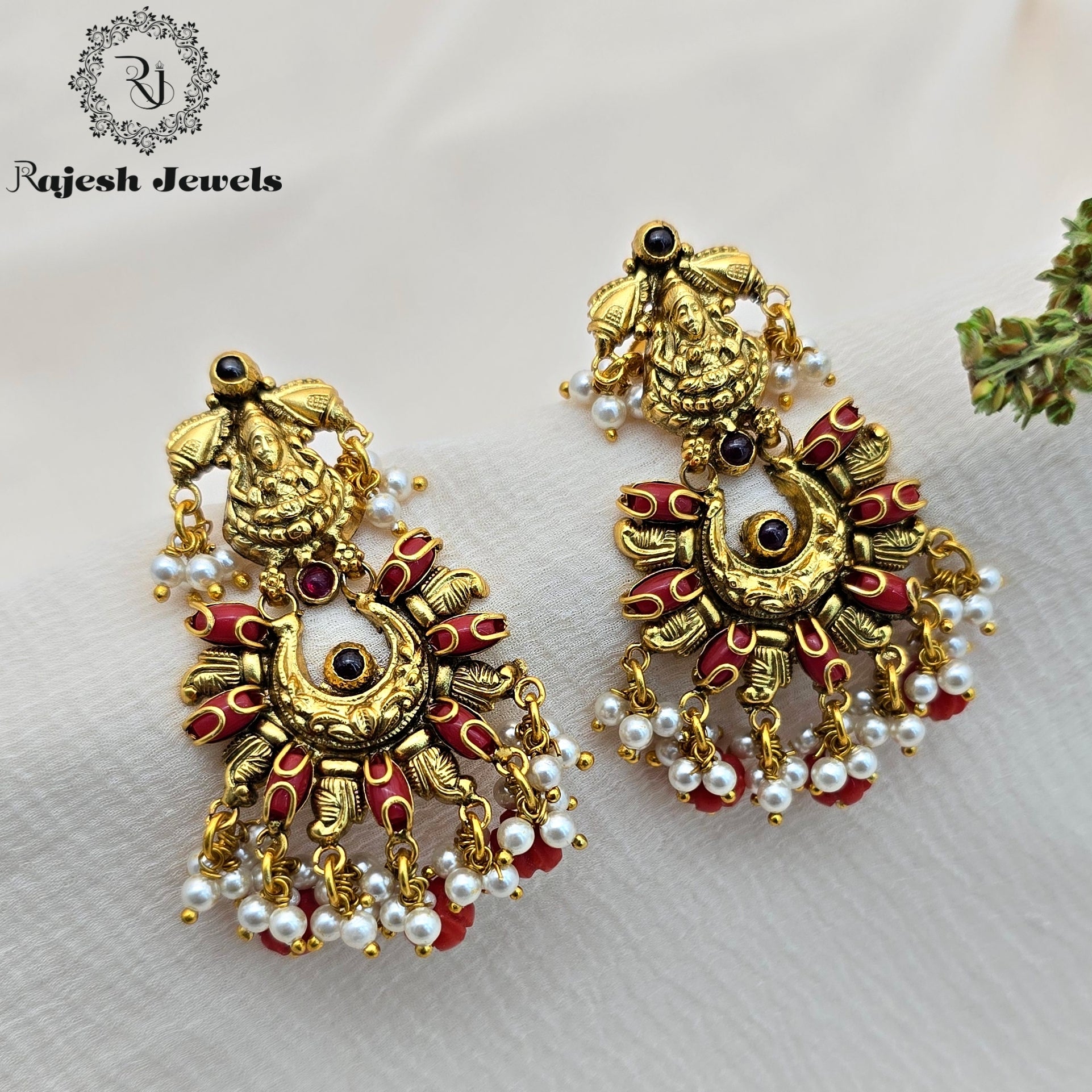 Unthinkable Coral Silver Gold Plated Chandbali