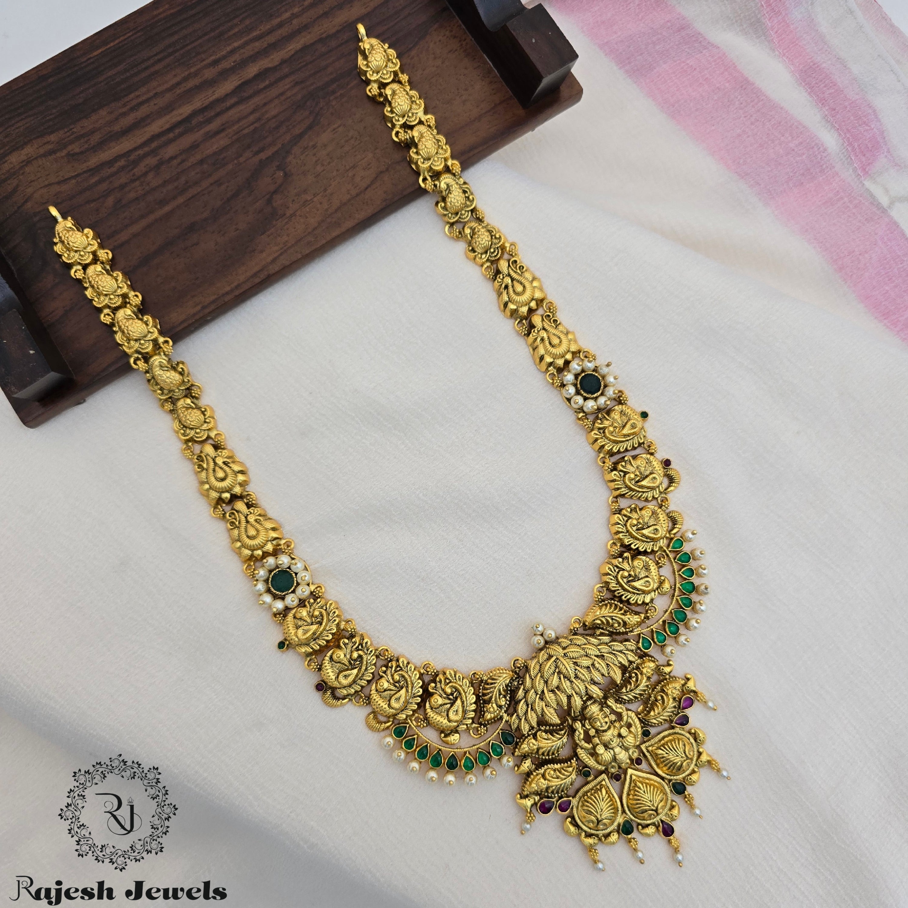 Temple Worked Gold Plated Long Hara