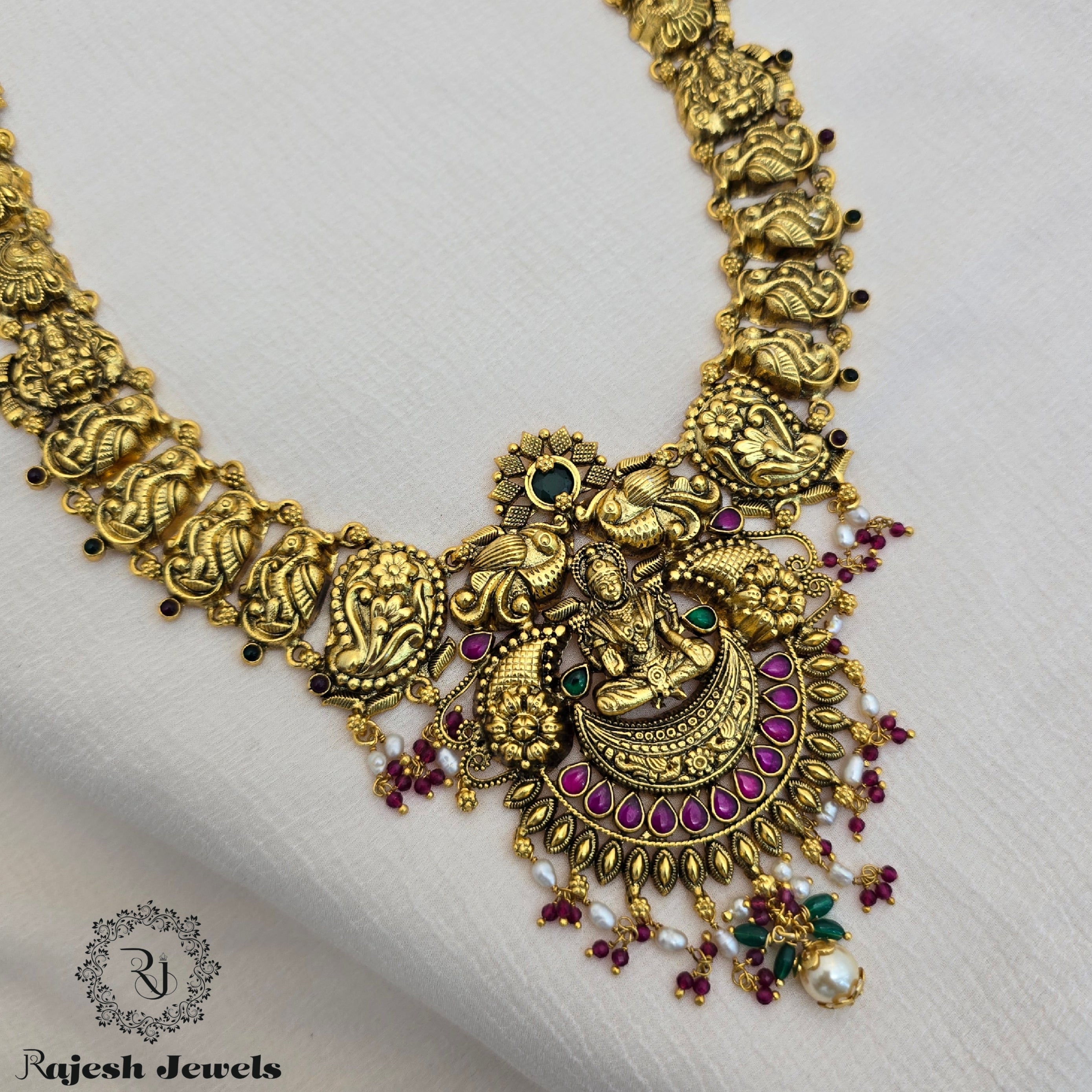 Dhana Lakshmi Silver Gold Plated Long Hara